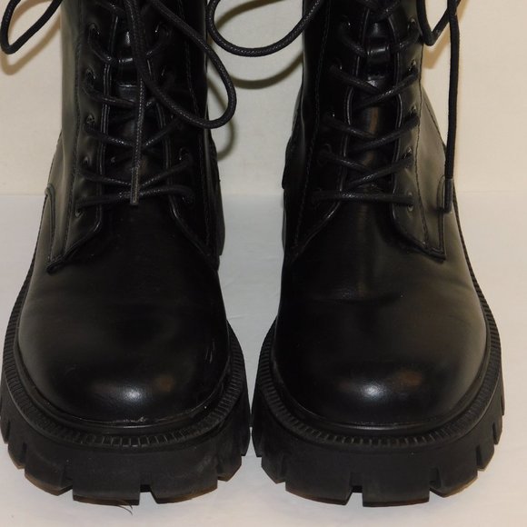 Nasty Gal Lace Up Black Combat Moto Boots Size 7 - Picture 3 of 12